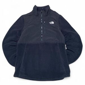 The North face black quarter zip up kangaroo pouch fleece jacket